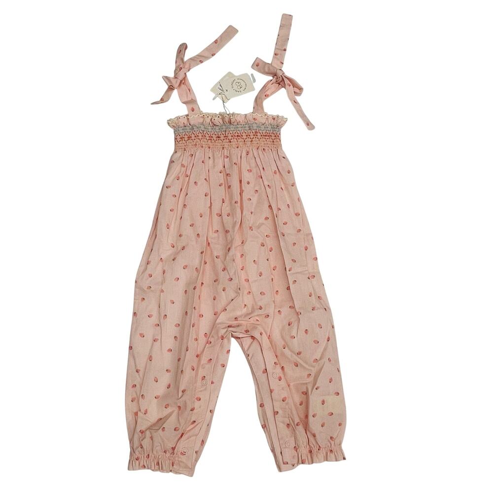 NWT Early Sunday 6/9M  Audrey Smocked Romper in Fraises